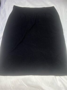 The Moon Black Midi Pencil Skirt - Size Large (L) - Back Zip & Vent Slit